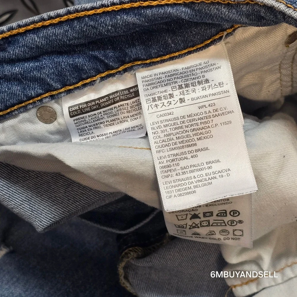 Levis 511 Slim Fit Mens Jeans 36x32 Blue Distressed Ripped‎ Denim 04511-4907